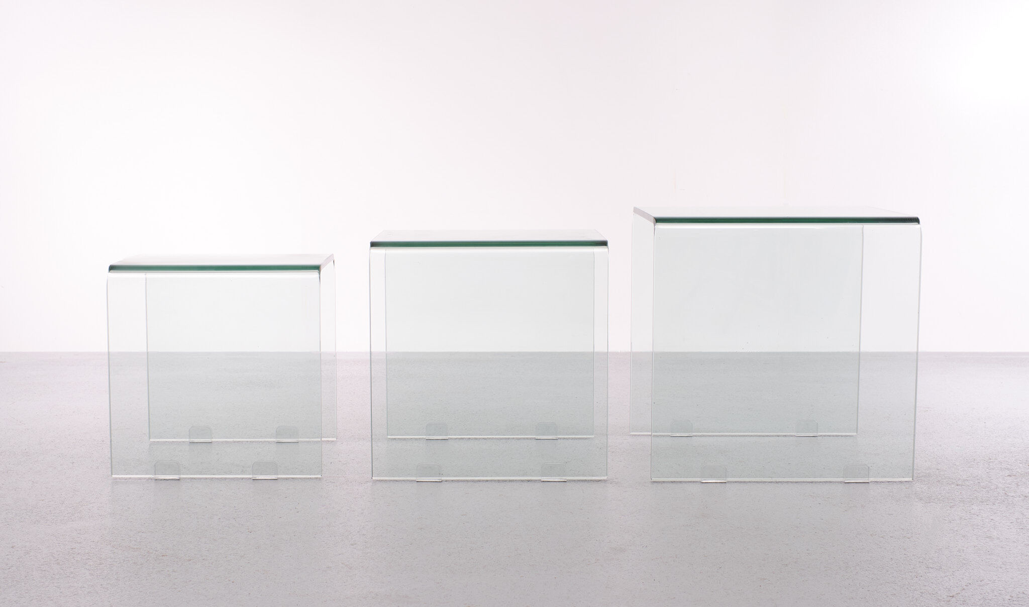 Glass nesting tables italy 1980s