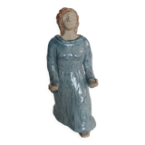 Vintage woman sculpture in glazed stoneware, signed.