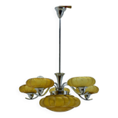 Lustre art déco en chrome et verre, 1930s