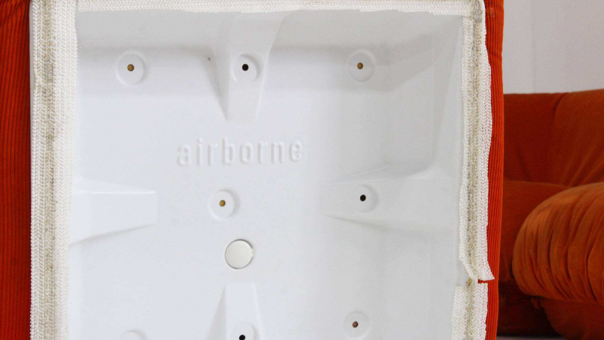 Airborne sectional sofa 'Patate' in orange corduroy, set of 7