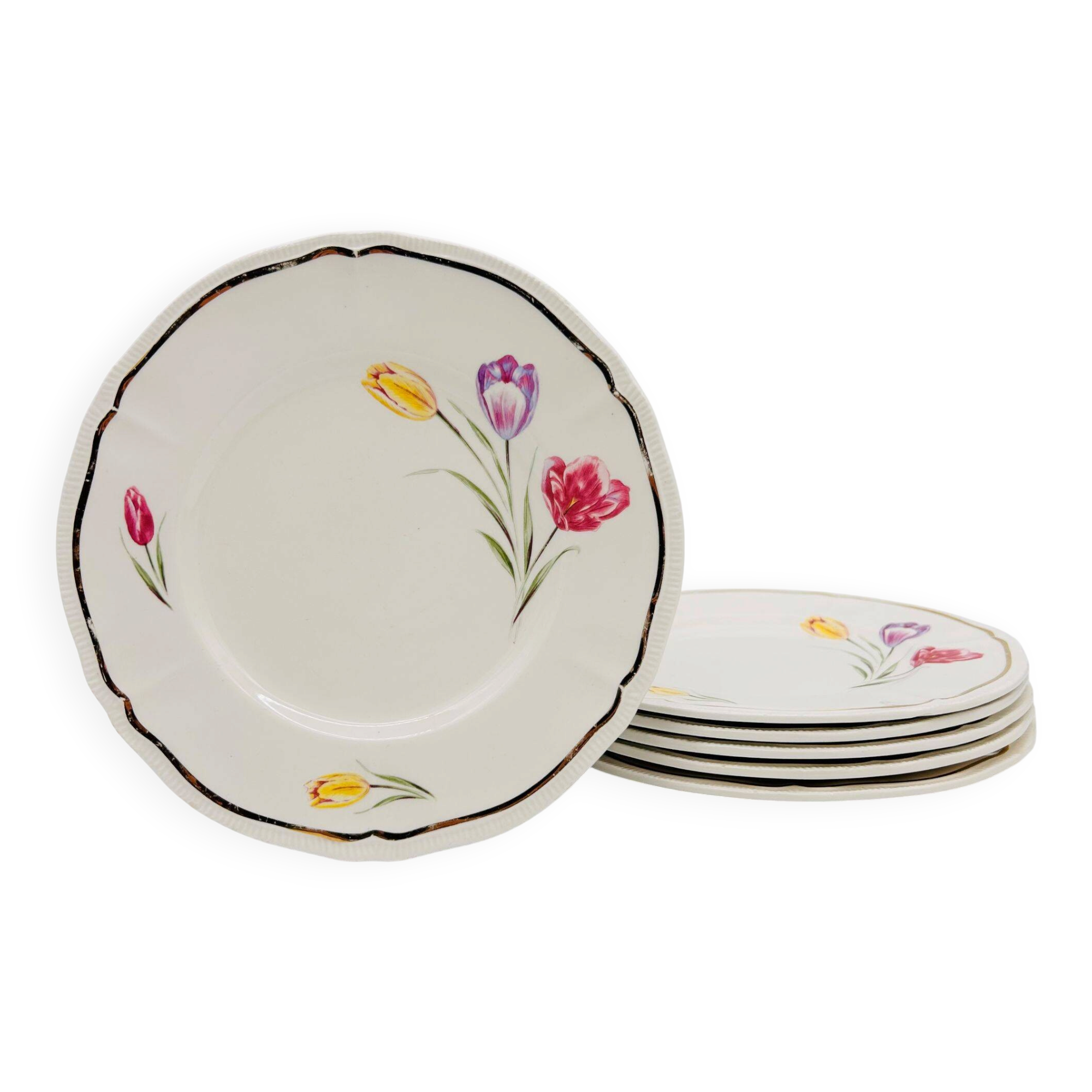 Lot de 6 assiettes à dessert « Longchamp – France »