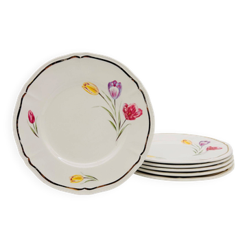 Set of 6 dessert plates "Longchamp – France"