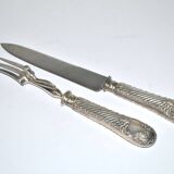 Rococo service cutlery in SILVER Minerve Armand Frenais 1900 Serving knife and fork