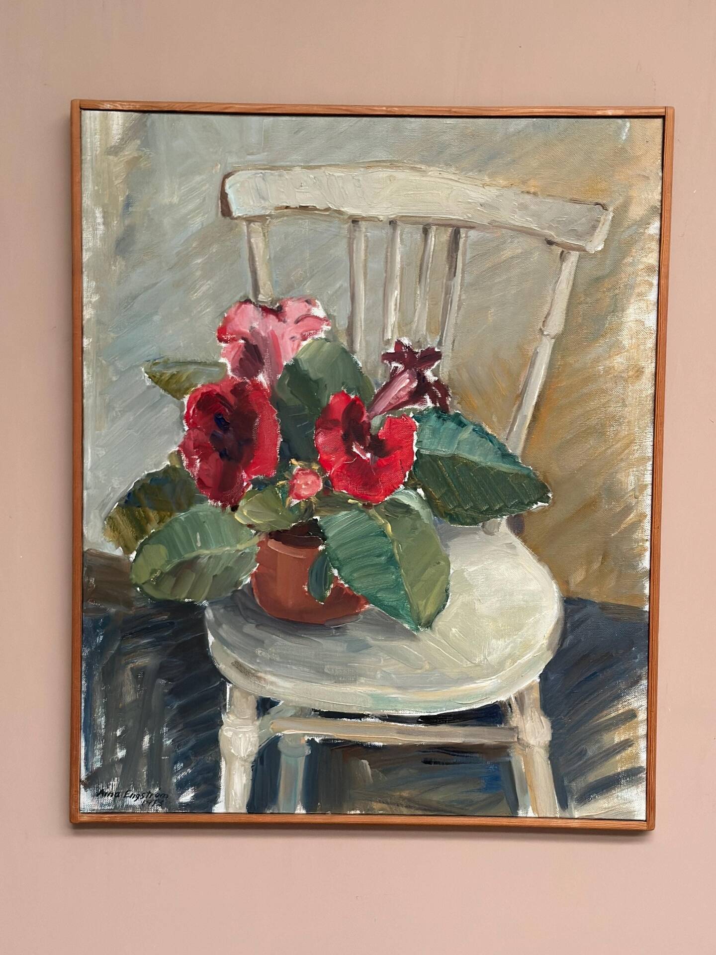 Huile sur toile originale suédoise – “Gloxinée” par Aina Engström