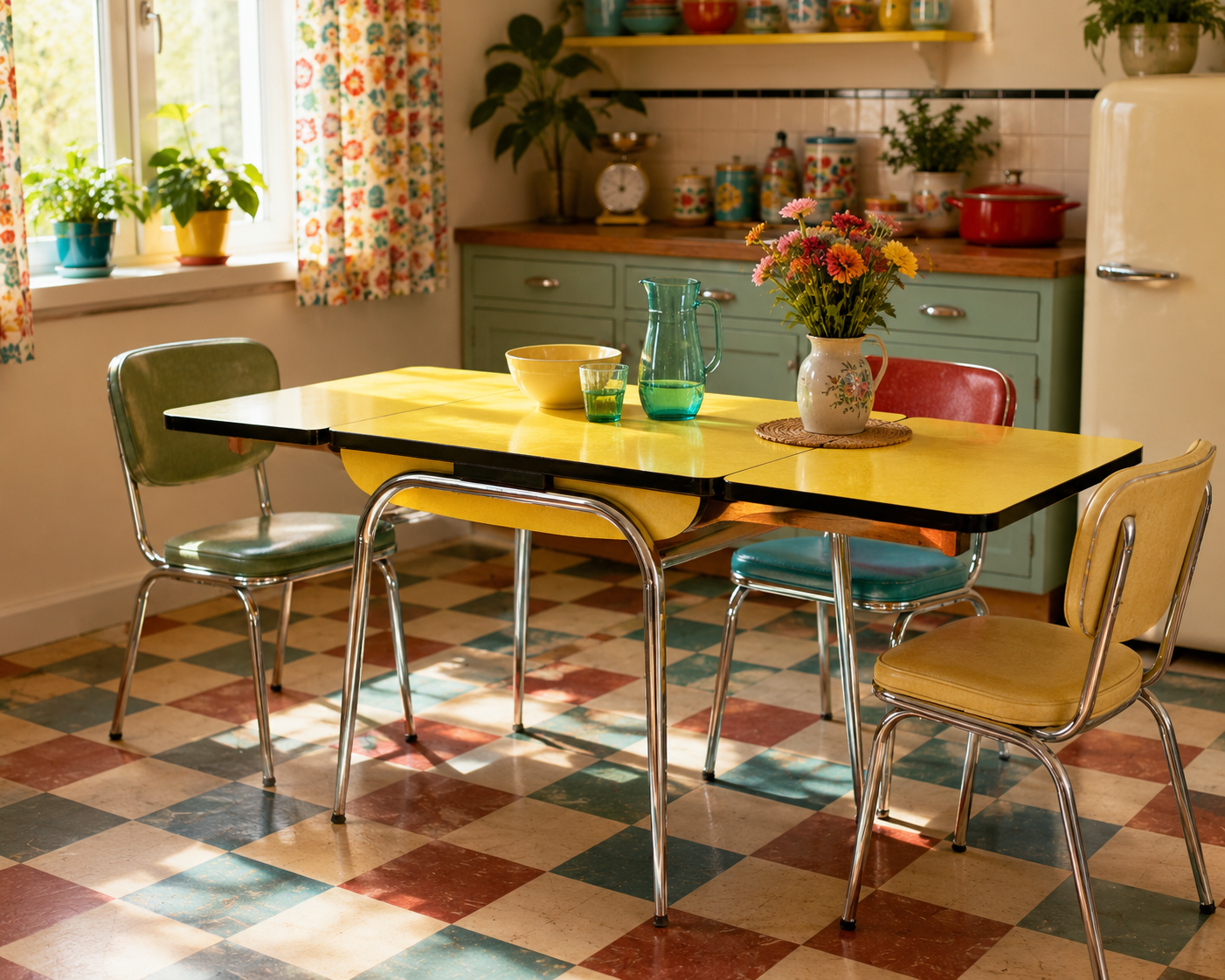 Vintage yellow Formica table 1950