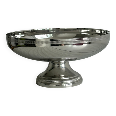 Grande coupe sur pied en inox argenté