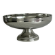 Large silver stainless steel pedestal bowl