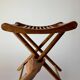 folding wooden stool bamboo style early 20th century