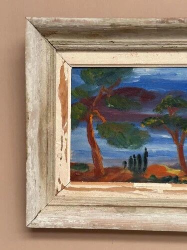 Original Danish Oil on Panel “Forest Motif” by Ivan Joern, Vintage 35×45cm