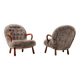 Rare pair of Clam chairs by Arnold Madsen for Madsen & Schubell, Denmark 1944