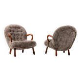 Rare pair of Clam chairs by Arnold Madsen for Madsen & Schubell, Denmark 1944