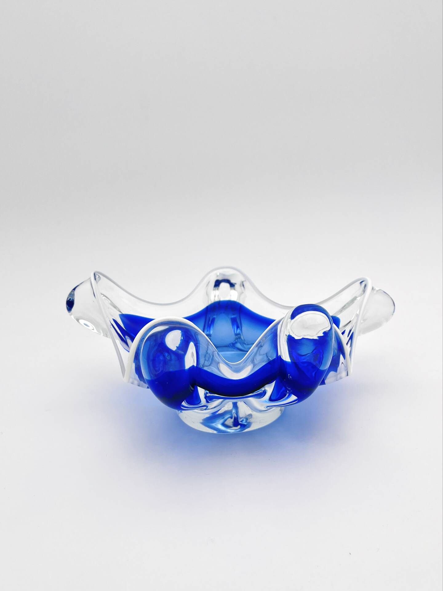 Cup Josef Hospodka Chribska Cristal Bleu Cobalt White Trim 24cm
