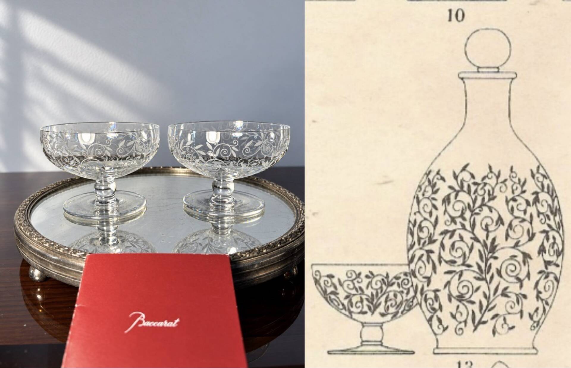 2 coupes à champagne Golfe Juan Baccarat