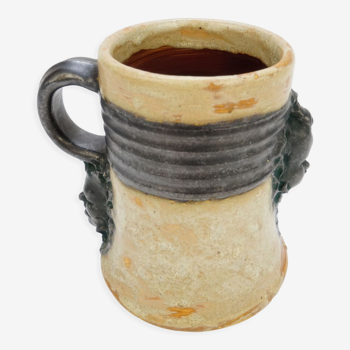 Chope a bière en grès, céramique sylvain sttublet ( 1890 -1985 )