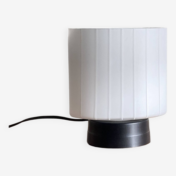 Petite lampe de table en verre opaline blanc vintage décoration chevet appoint LAMP-7117