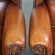 Set of 2 English style sheepskin leather wingback armchairs
