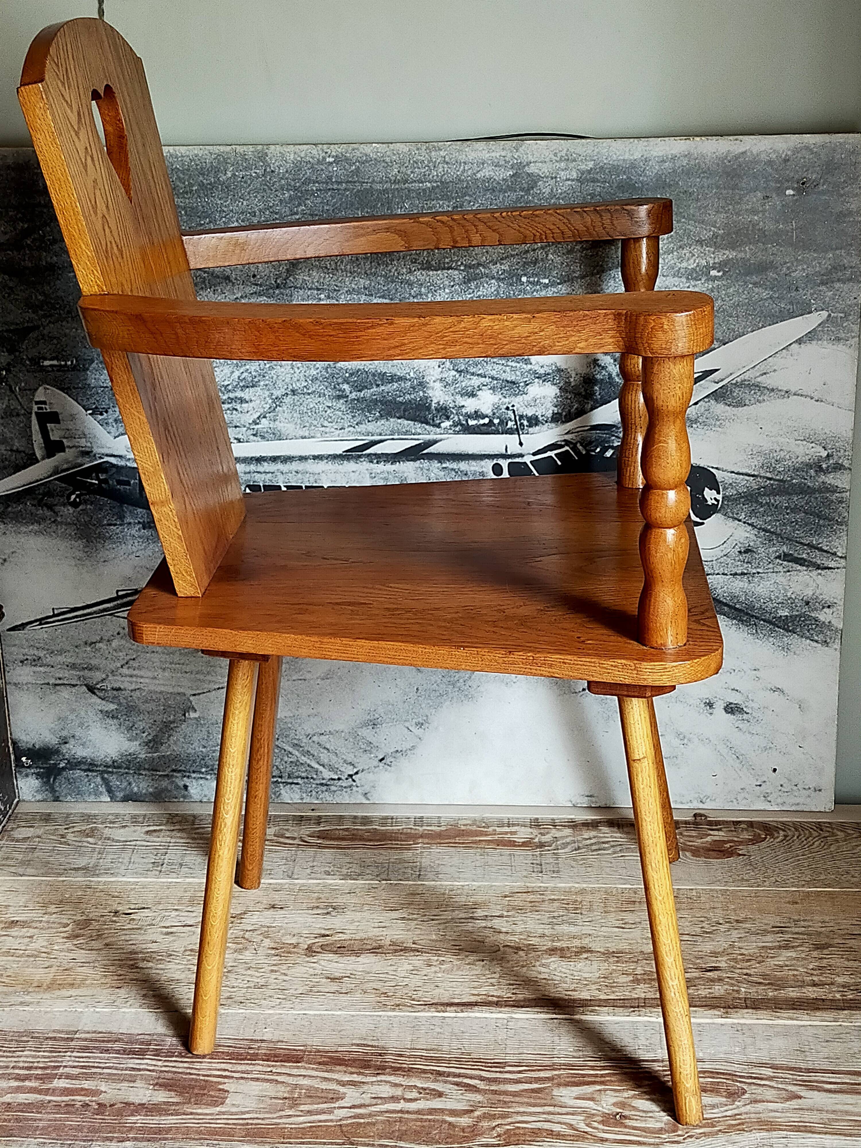 Art-popular armchair 50s in solid wood