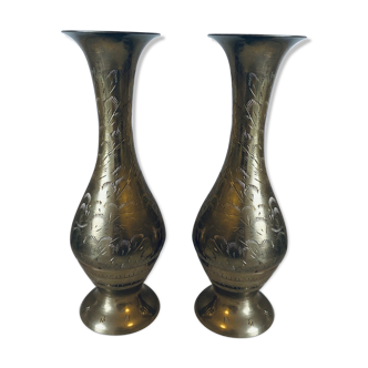 Set of 2 brass vases