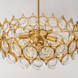 Brass and crystal chandelier designed by Sciolari for Palwa, Germany, 1970s.