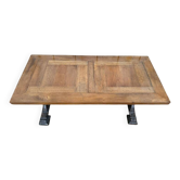 Table basse pieds fonte et plateau bois parquet