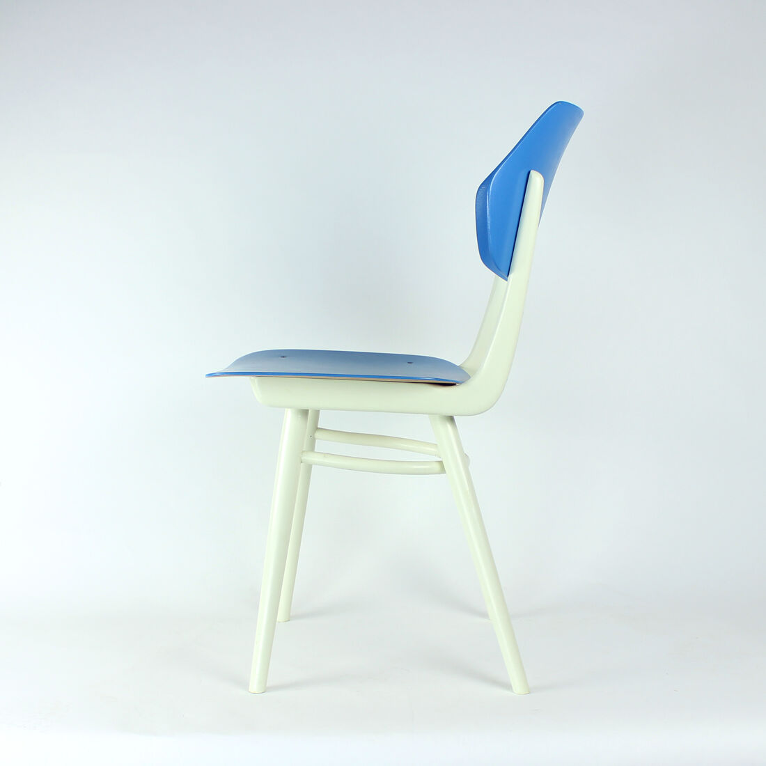 Chair in blue & white by ton, czechoslovakia 1960s