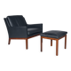 Leather armchair and footstool by Kai Lyngfeldt-Larsen. Denmark 1960s