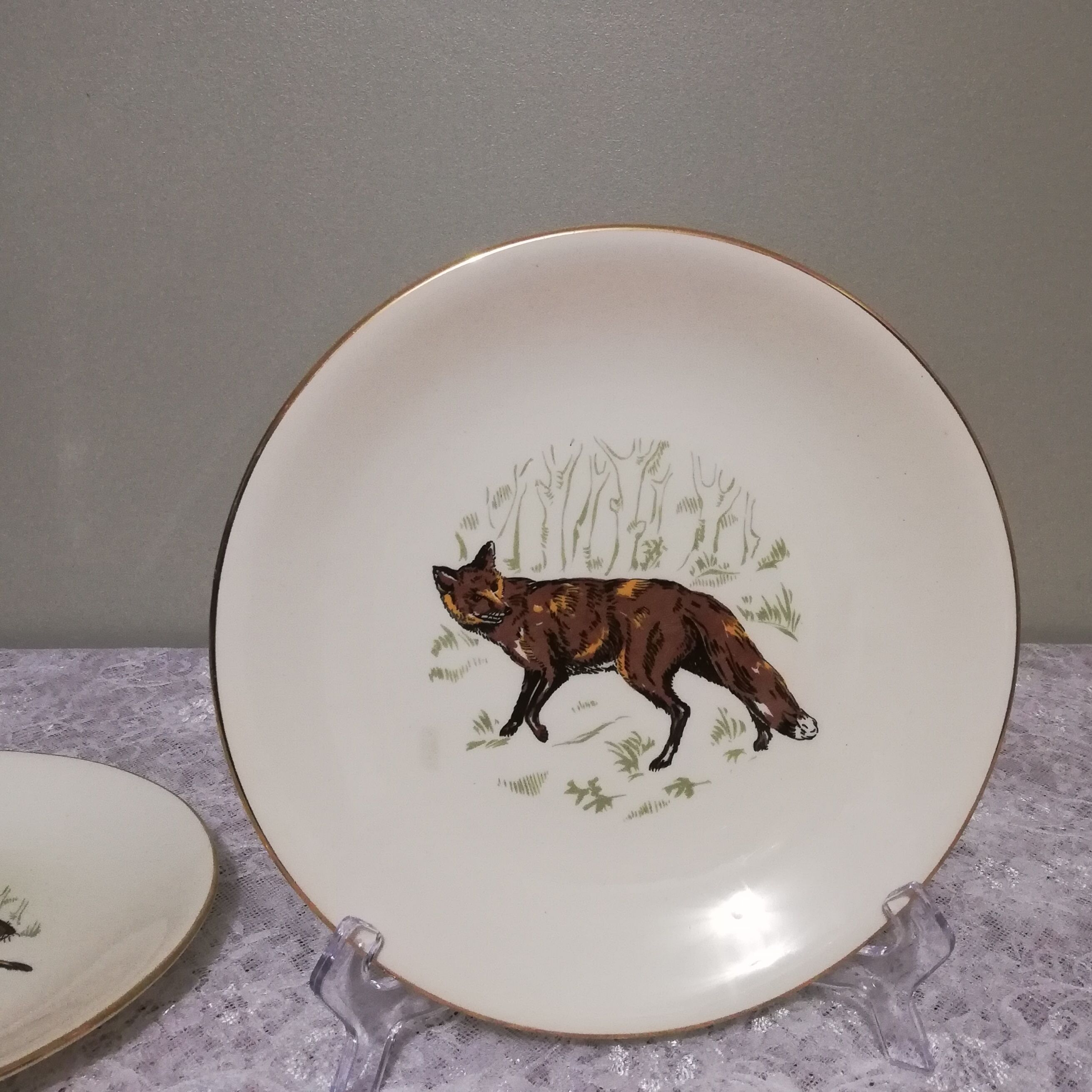 6 assiettes plates Gien Marly "animaux des forêts"