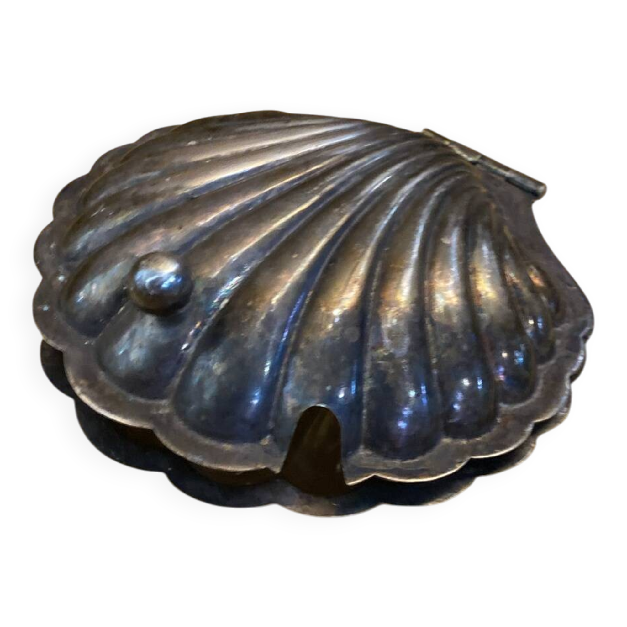 Vintage Silver-Plated Scallop Shell Butter Dish #E160