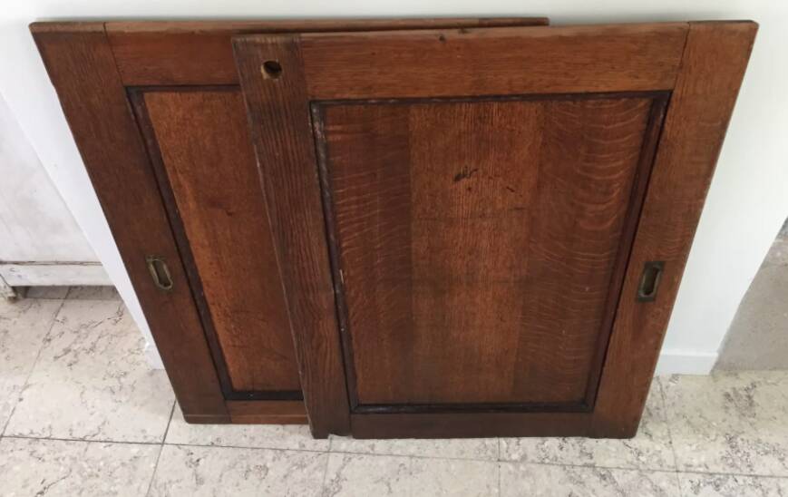 Pair of vintage oak sliding doors