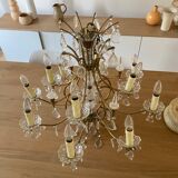 Lustre ancien cuivre et verre