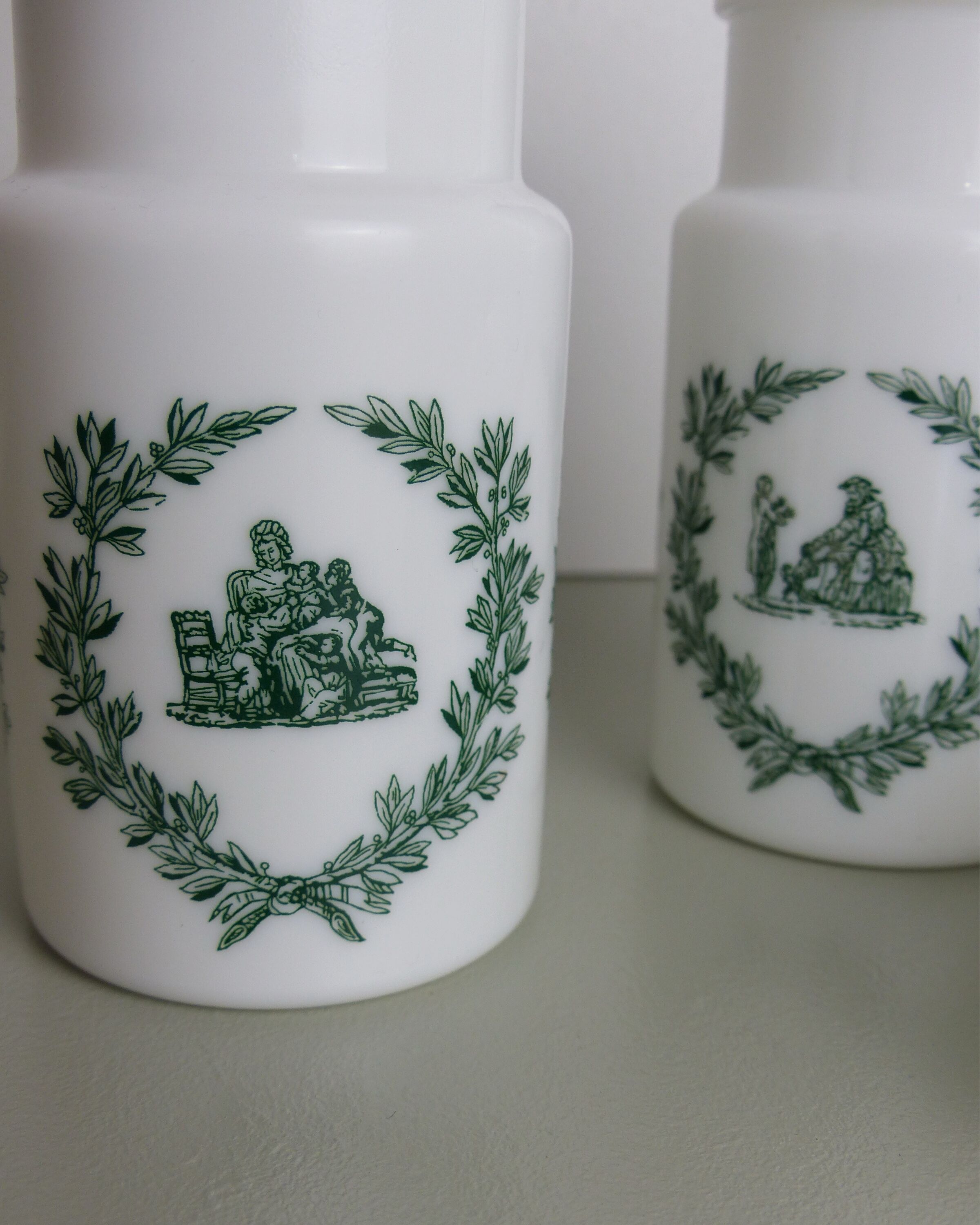 Apothecary pots in opaline