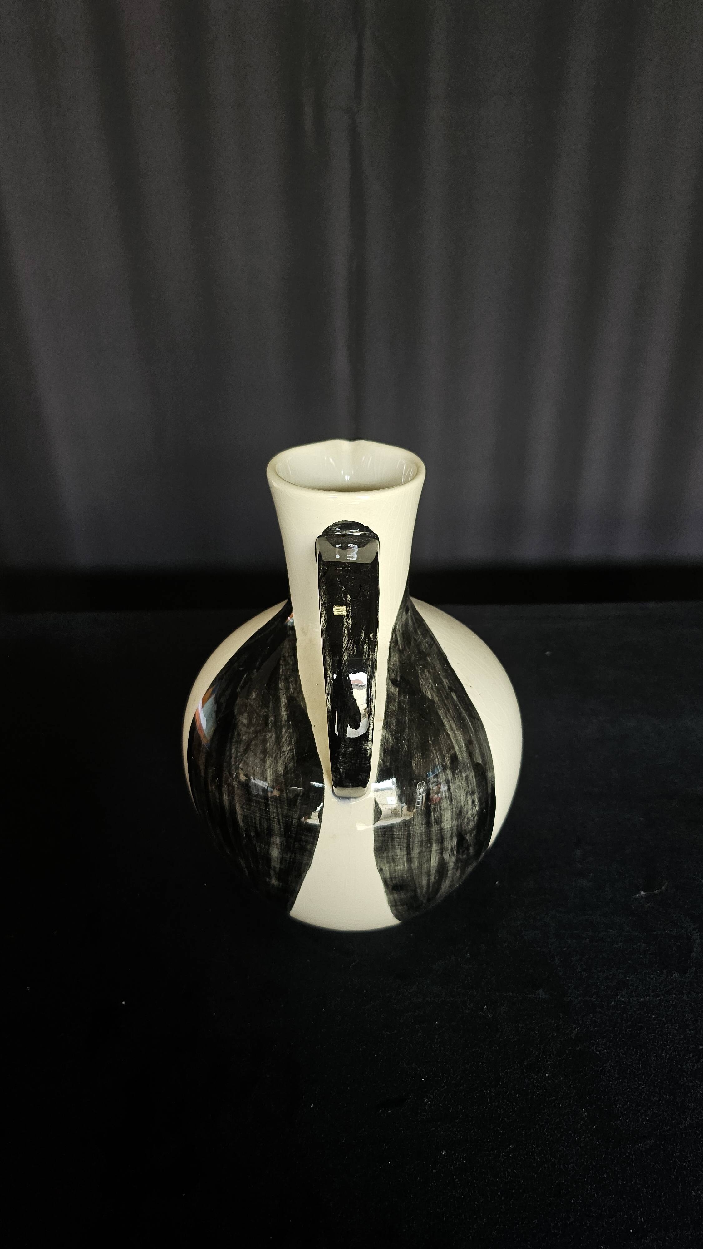 Black & white ceramic pitcher