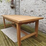 Table de ferme en chêne estampillée R Trotel