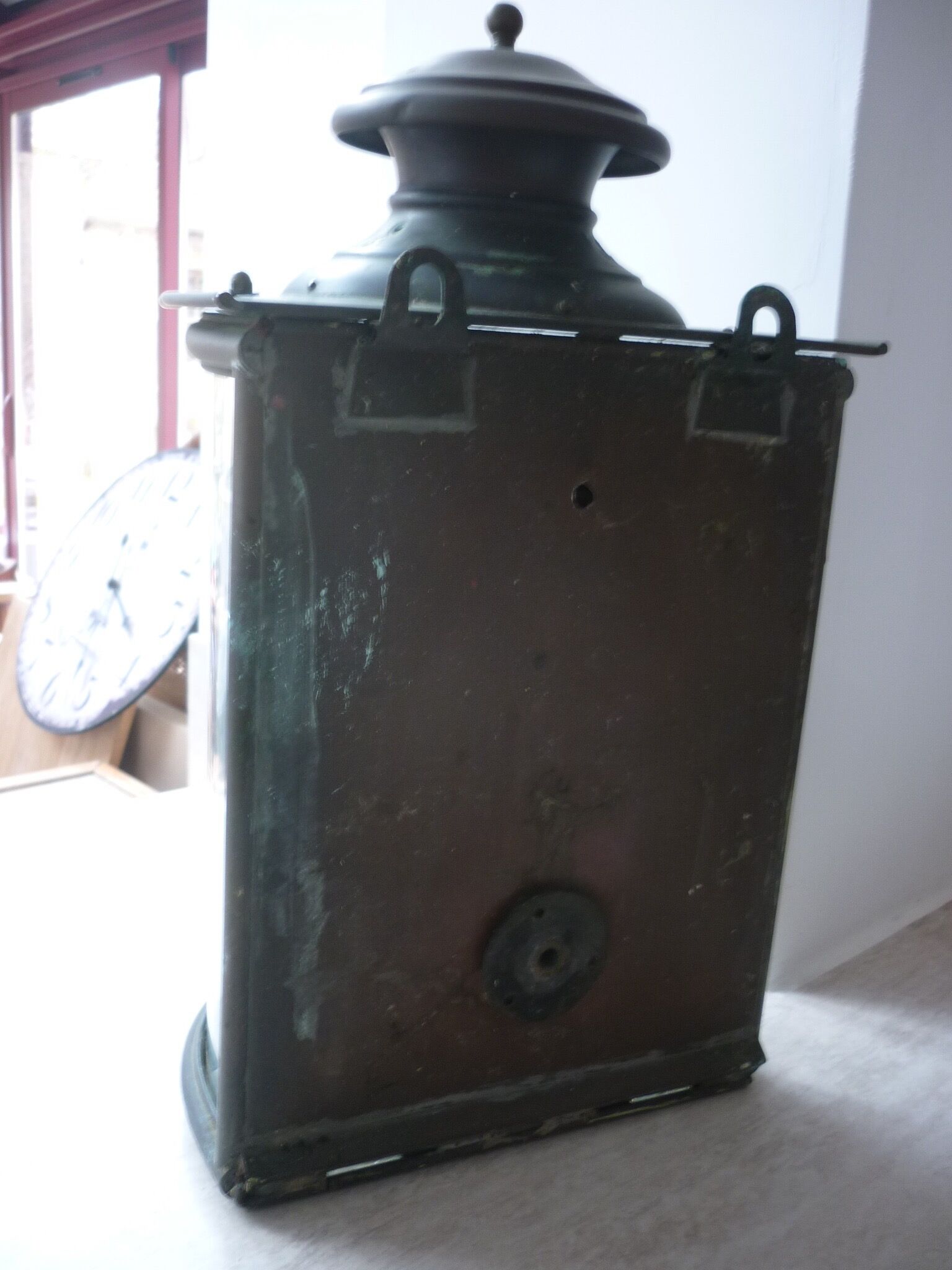 Ancient half-moon brass wall lantern