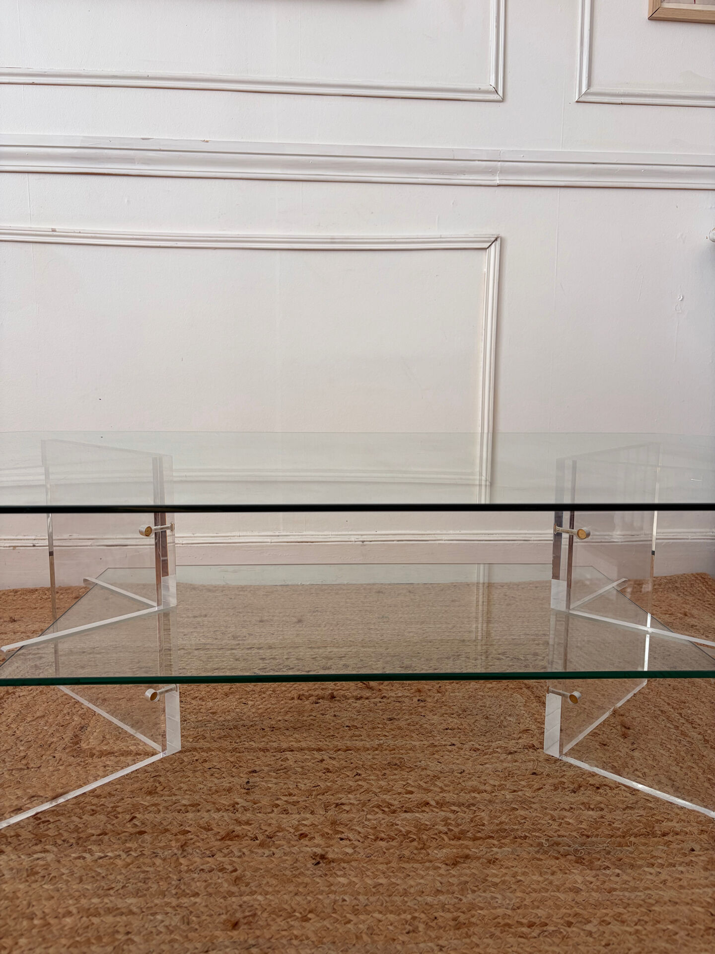 Table basse en Plexiglas et verre vintage 