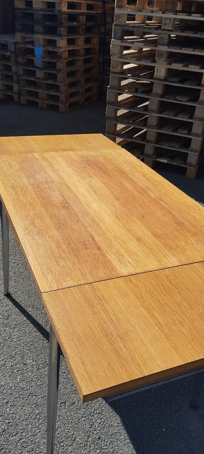 70' wood and chrome kitchen table