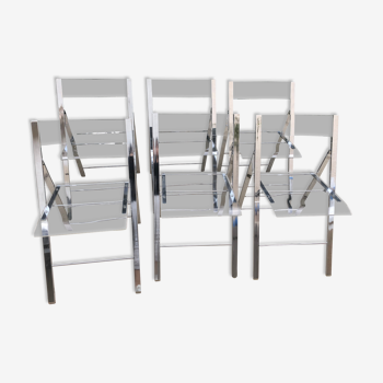 Plexiglass and chrome metal design folding chairs