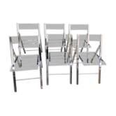Plexiglass and chrome metal design folding chairs