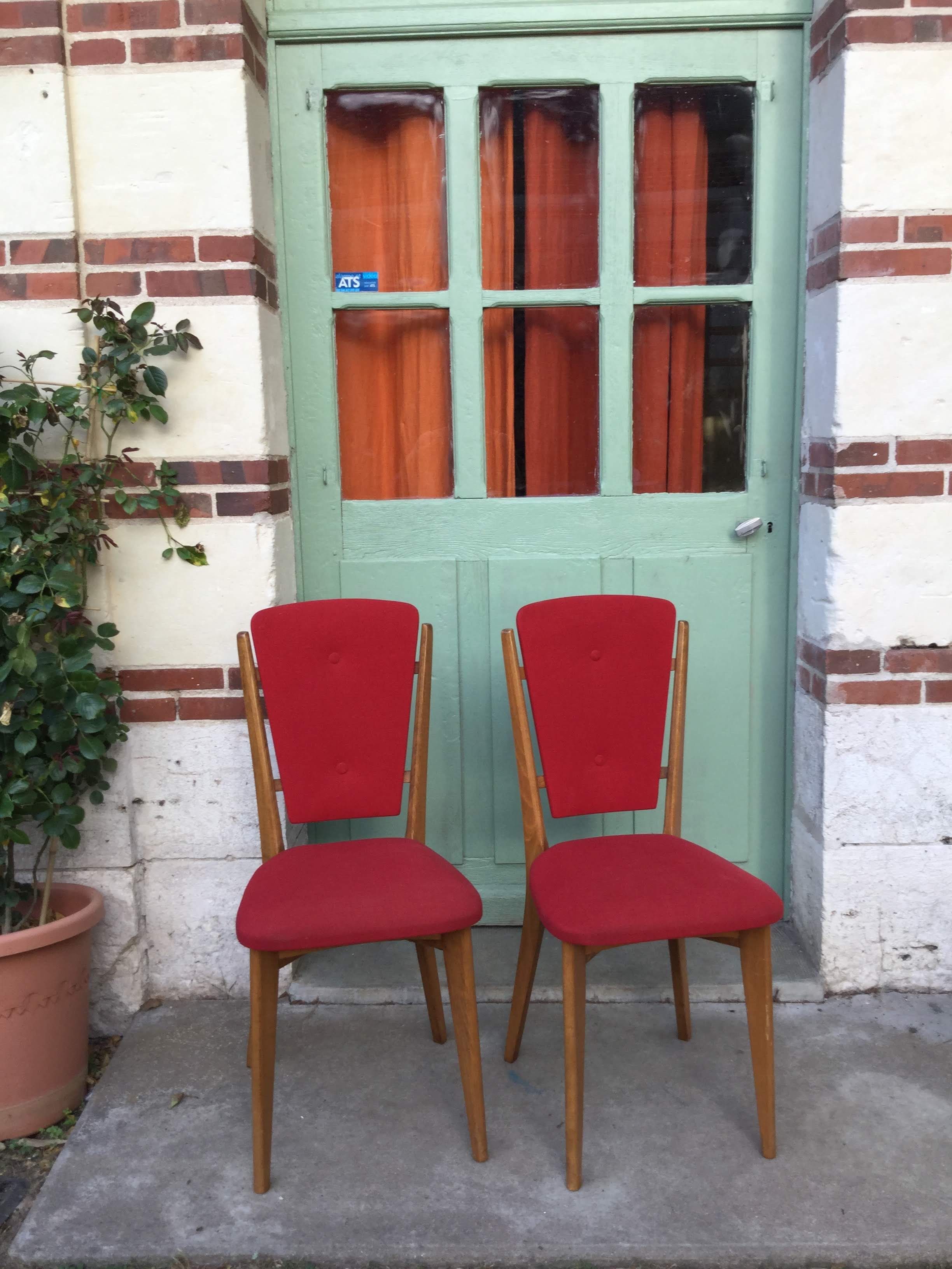 Red Scandinavian chair duo