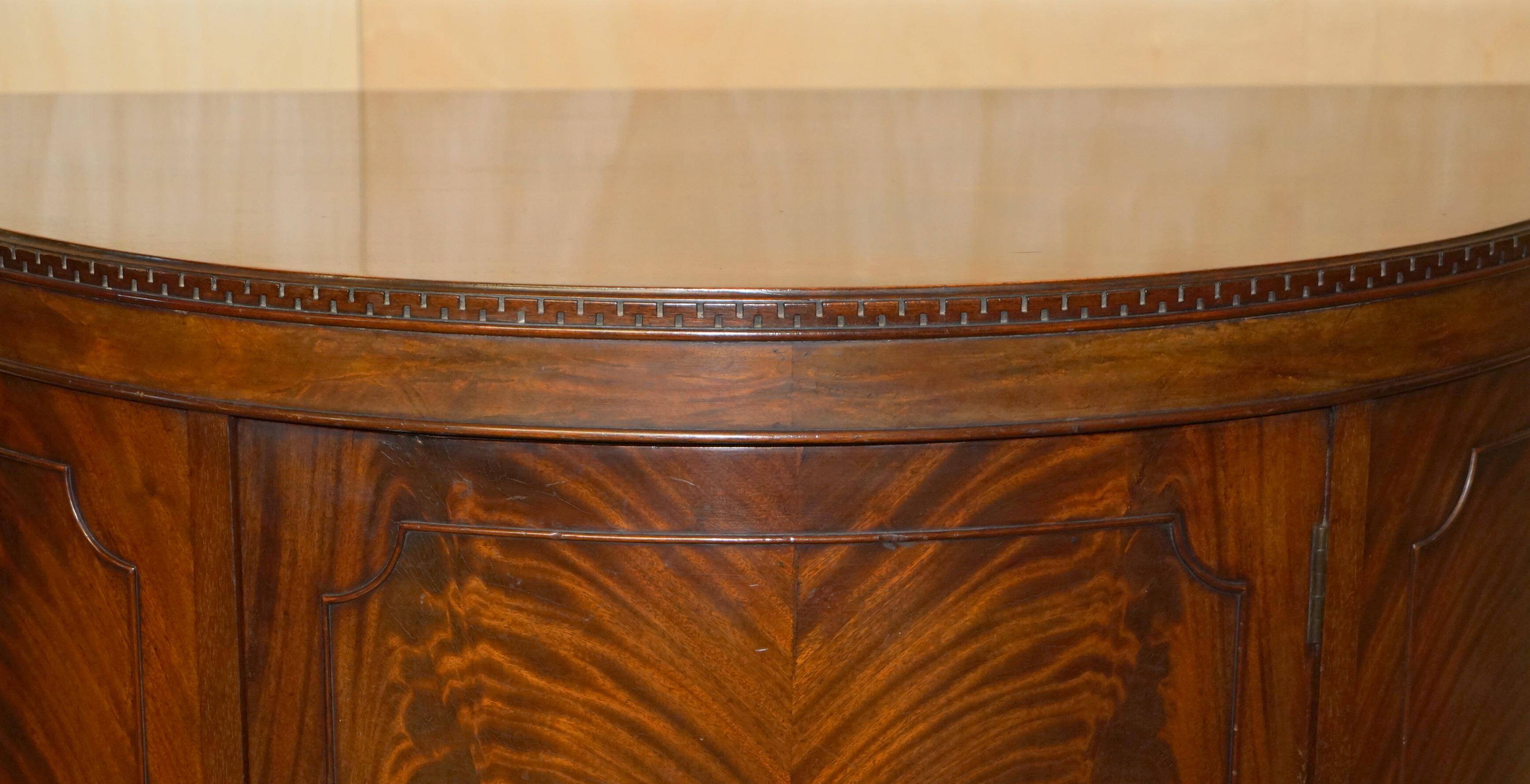 Antique Half-Moon Buffet in Flamed Hardwood, Cluster and Ball Legs, Restored