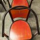 Table and 6 armchairs Baumann Diese, design Pagnon Pelhaître, Wenge color and red,