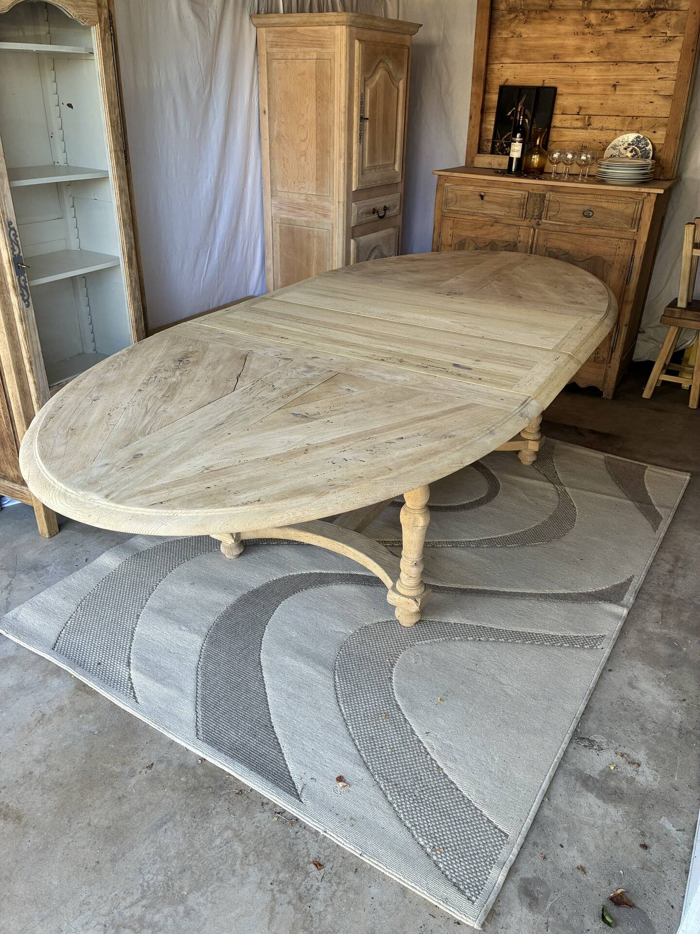 Table de ferme en chêne massif avec rallonges 