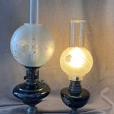 Pair of electrified old kerosene lamps