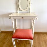 Coiffeuse avec miroir et tabouret vintage