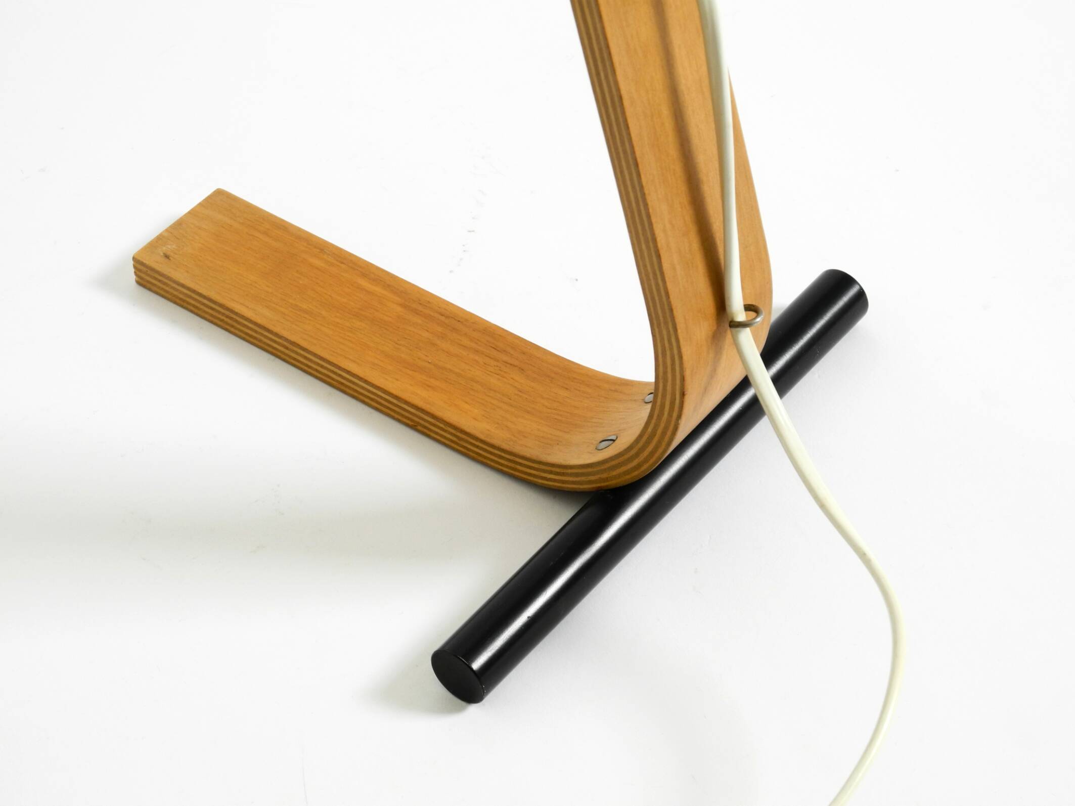 Original Space Age 1960s plywood table lamp with plastic shade by Temde