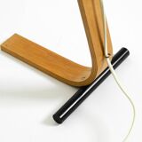 Original Space Age 1960s plywood table lamp with plastic shade by Temde