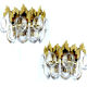 Paire d'appliques vintage, dorées à l'or fin, crystal, années 60