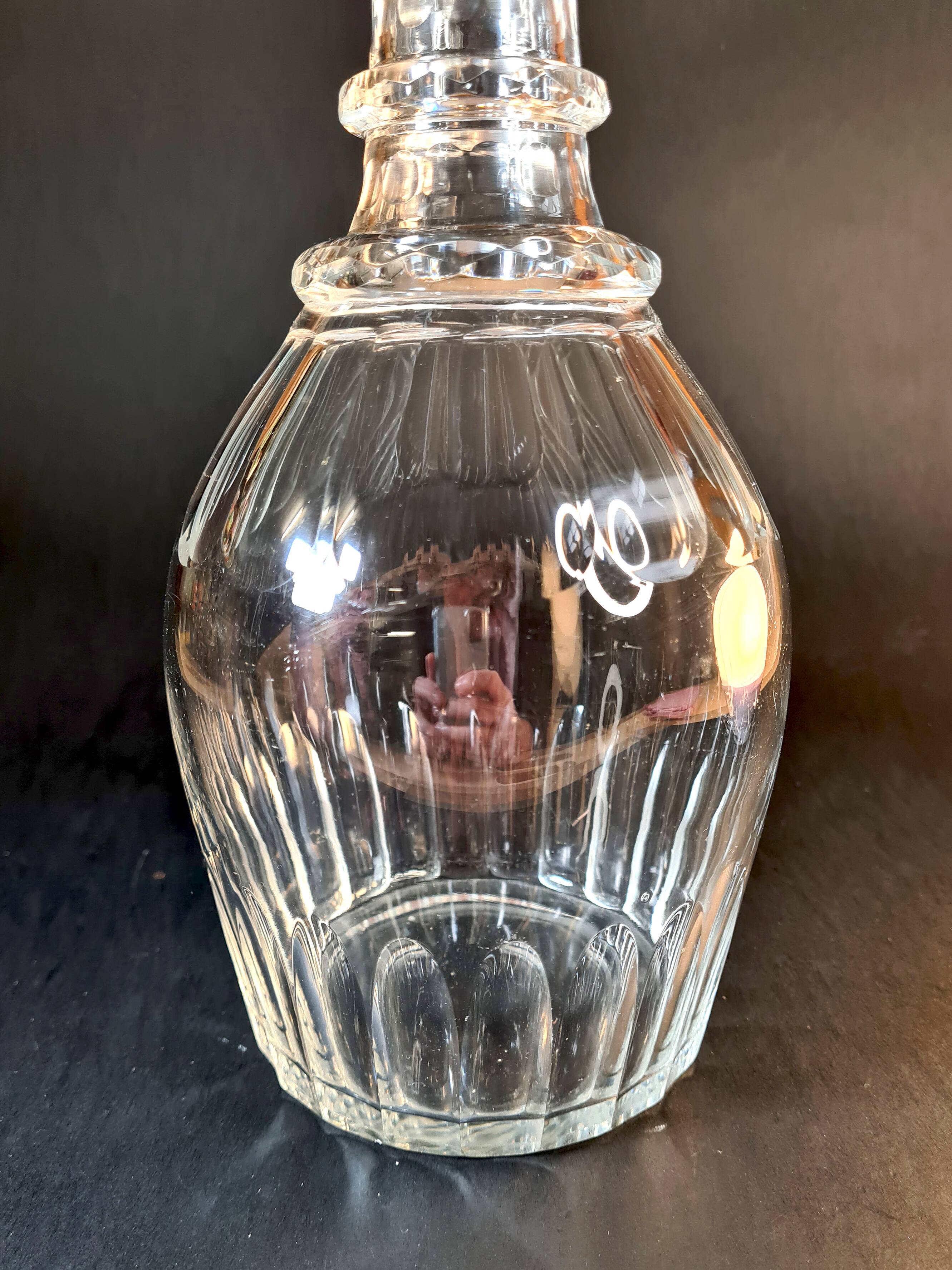 Title: Large Georgian Crystal Decanter – 3-Ring Neck & Stopper