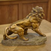 Sculpture of a lion in patinated terracotta by A. Fagotto, 1930s.
