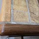 Vintage 1970 coffee table in solid oak & ceramic